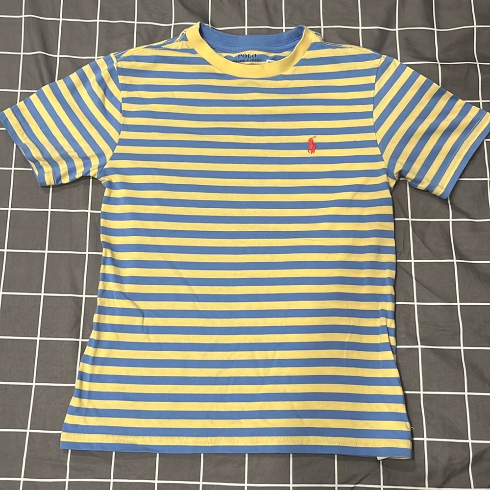 Polo Boys Stripped Tee- S(8) Yellow/light Blue.